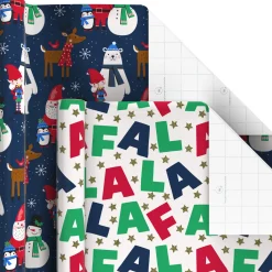 Santa and Friends 6-Pack Assorted Christmas Wrapping Paper Roll Bundle, 180 sq. ft. total