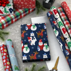 Santa and Friends 6-Pack Assorted Christmas Wrapping Paper Roll Bundle, 180 sq. ft. total