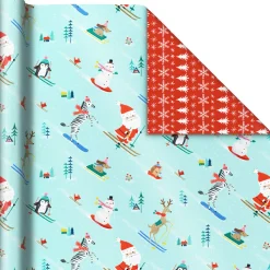 Santa and Friends 3-Pack Reversible Christmas Wrapping Paper, 120 sq. ft.