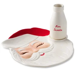 Santa Cookie Plate and Milk Bottle Christmas Gift Set
