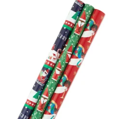 Santa Fun 3-Pack Christmas Wrapping Paper Assortment, 120 sq. ft.