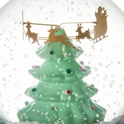 Santa's Flight Christmas Snow Globe With Sound and Motion