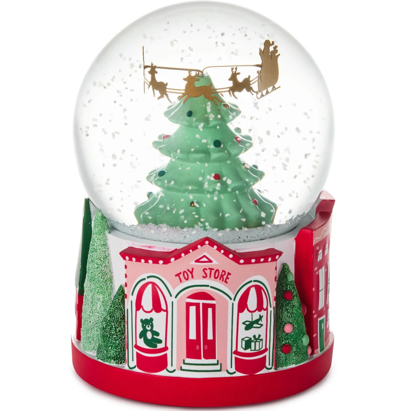 Santa's Flight Christmas Snow Globe With Sound and Motion