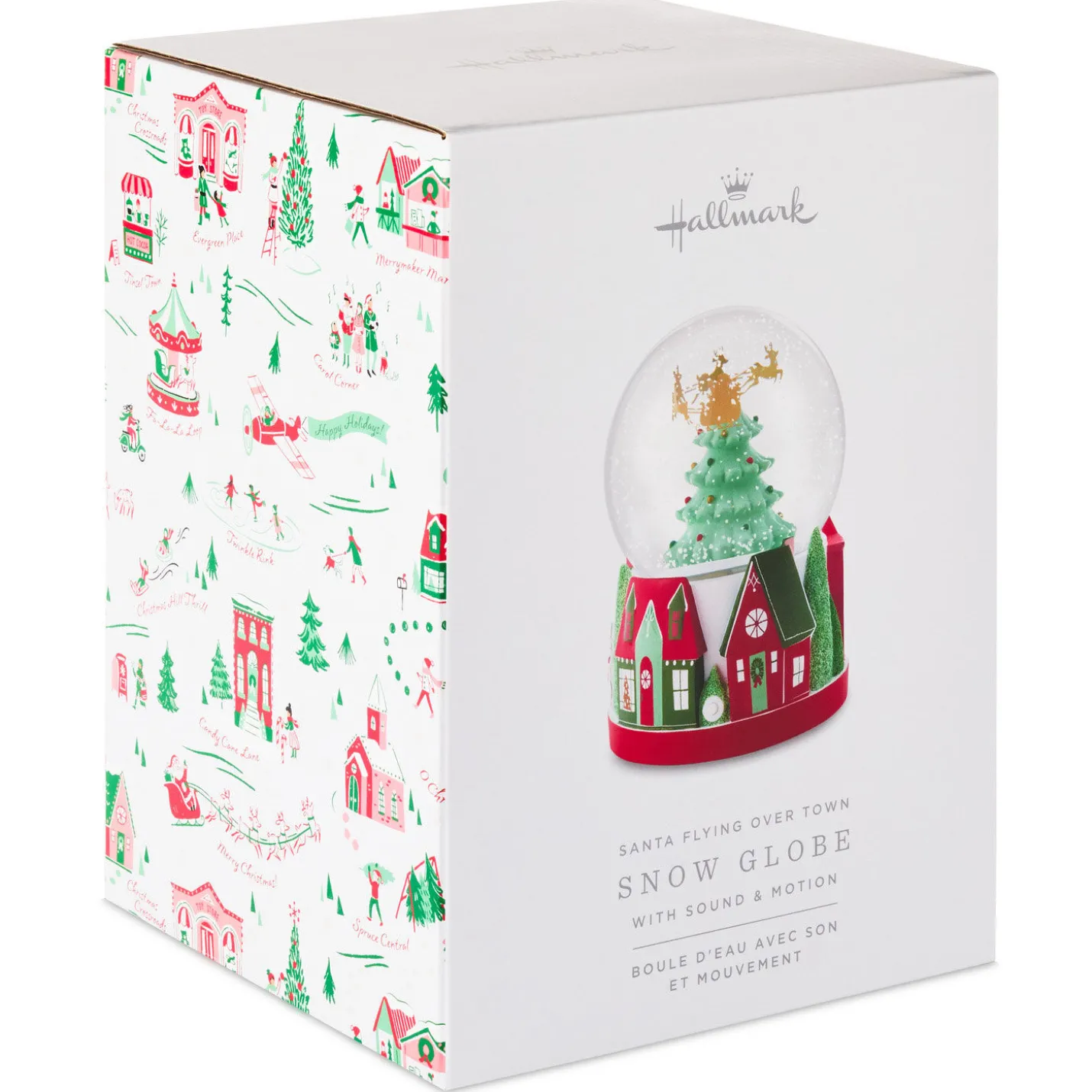 Santa's Flight Christmas Snow Globe With Sound and Motion