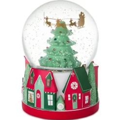 Santa's Flight Christmas Snow Globe With Sound and Motion