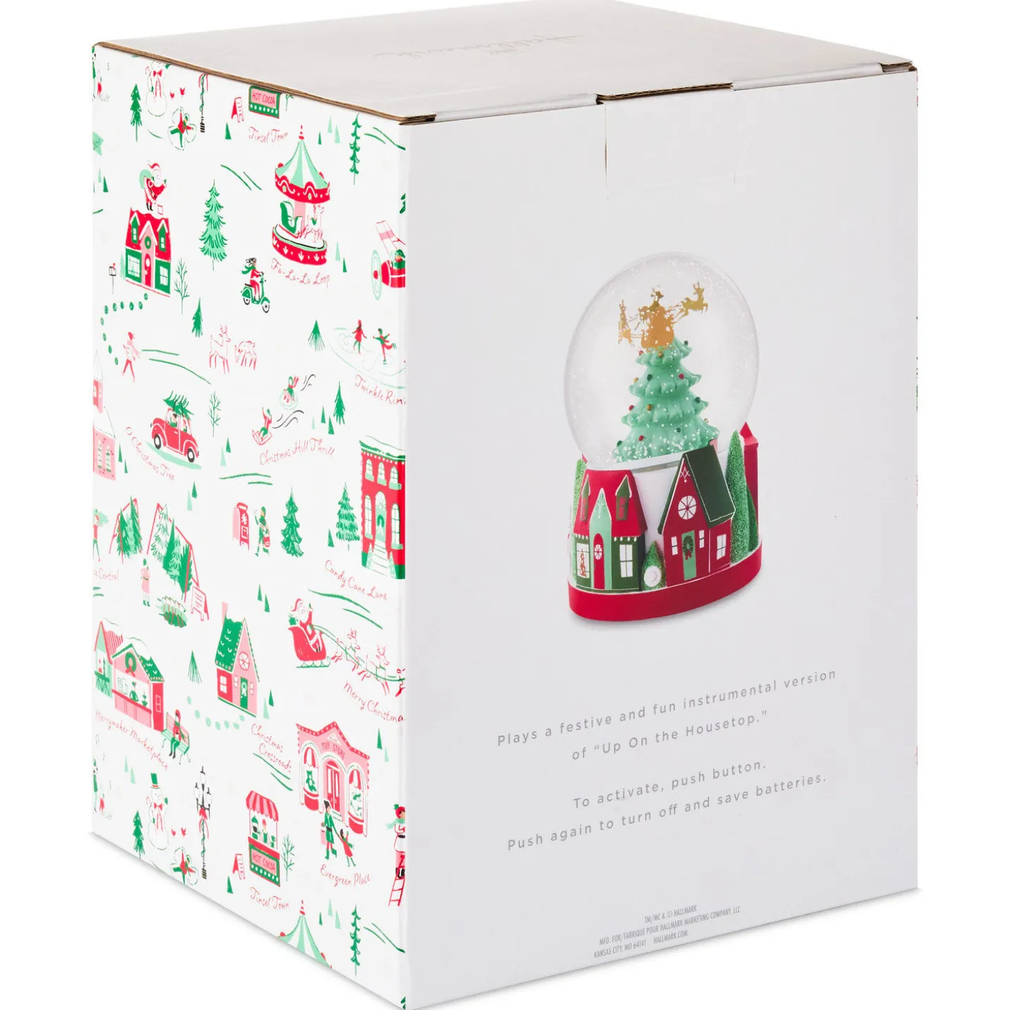 Santa's Flight Christmas Snow Globe With Sound and Motion