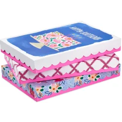 Scalloped Designs on Pink 3-Pack Assorted Medium Gift Box Bundle