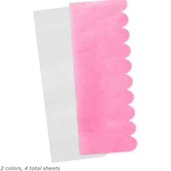 Scalloped Solid Pink and White 2-Pack Tissue Paper, 4 sheets