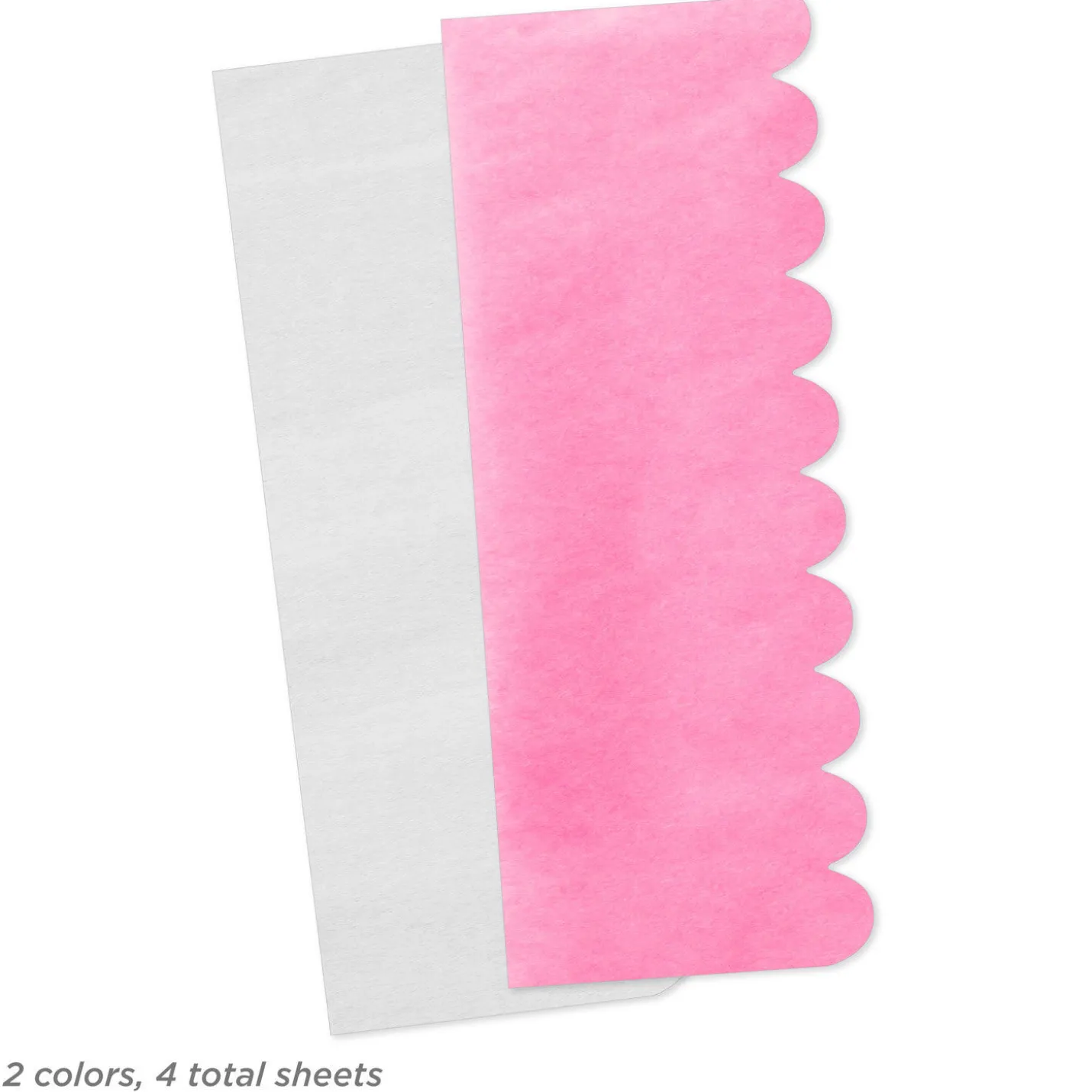 Scalloped Solid Pink and White 2-Pack Tissue Paper, 4 sheets
