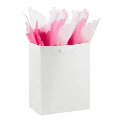 Scalloped Solid Pink and White 2-Pack Tissue Paper, 4 sheets
