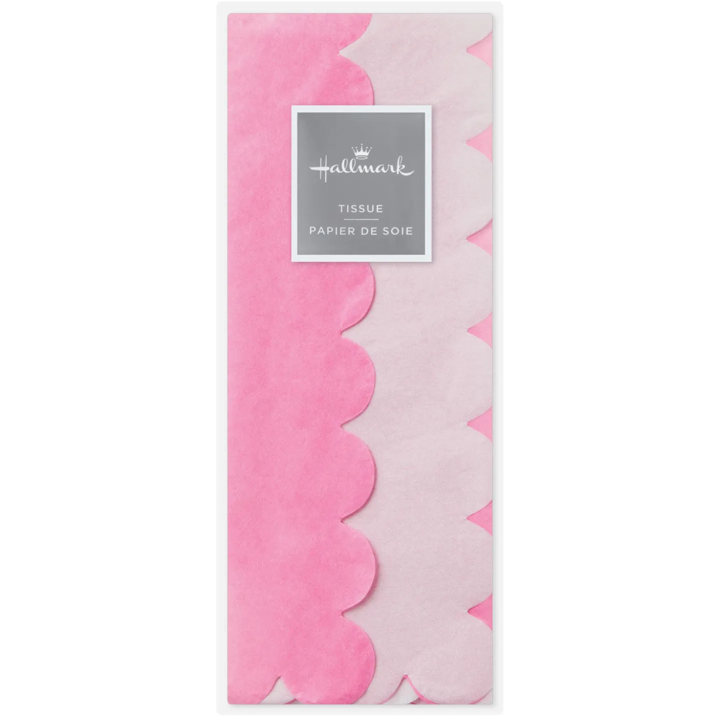 Scalloped Solid Pink and White 2-Pack Tissue Paper, 4 sheets
