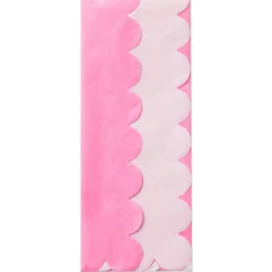 Scalloped Solid Pink and White 2-Pack Tissue Paper, 4 sheets