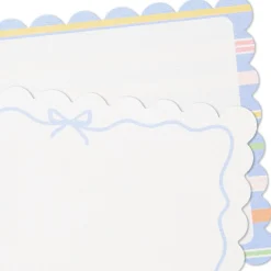 Scallops and Stripes Flat Note Cards in Caddy, Box of 40