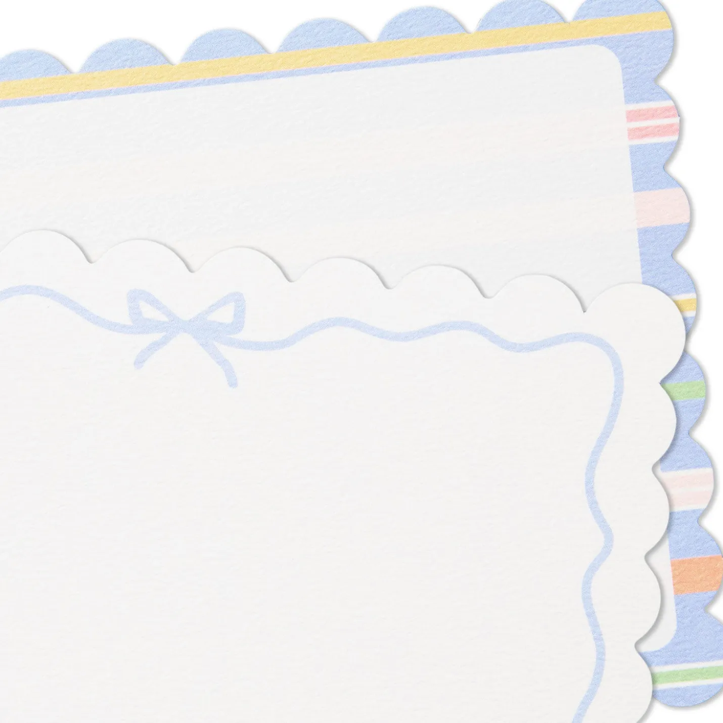 Scallops and Stripes Flat Note Cards in Caddy, Box of 40