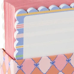 Scallops and Stripes Flat Note Cards in Caddy, Box of 40