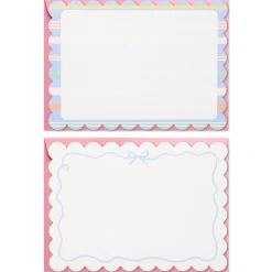 Scallops and Stripes Flat Note Cards in Caddy, Box of 40