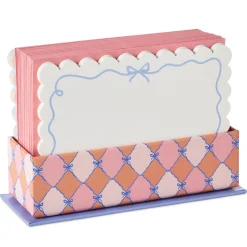 Scallops and Stripes Flat Note Cards in Caddy, Box of 40