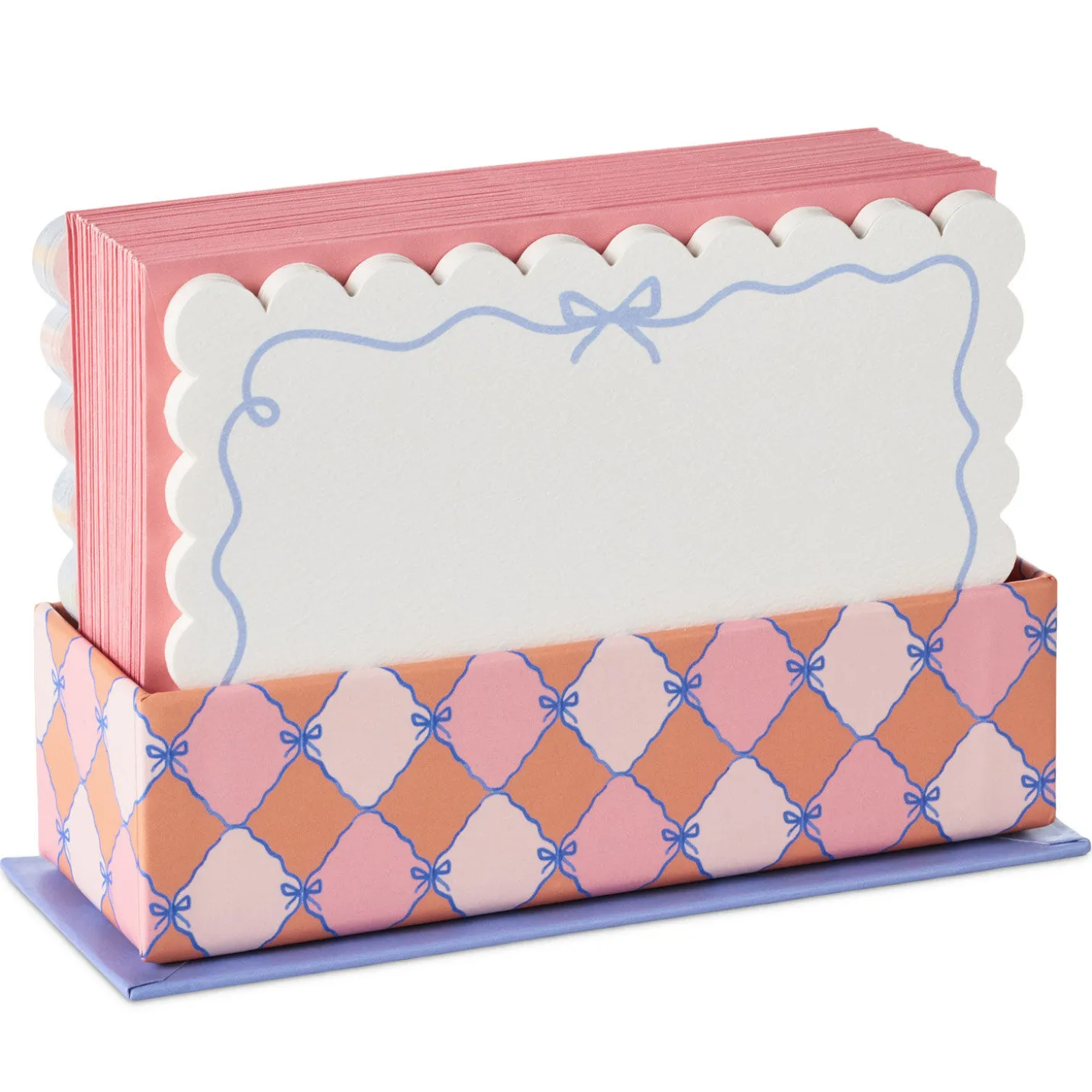 Scallops and Stripes Flat Note Cards in Caddy, Box of 40