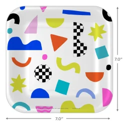 Scattered Shapes on White Dessert Plates, Pack of 8