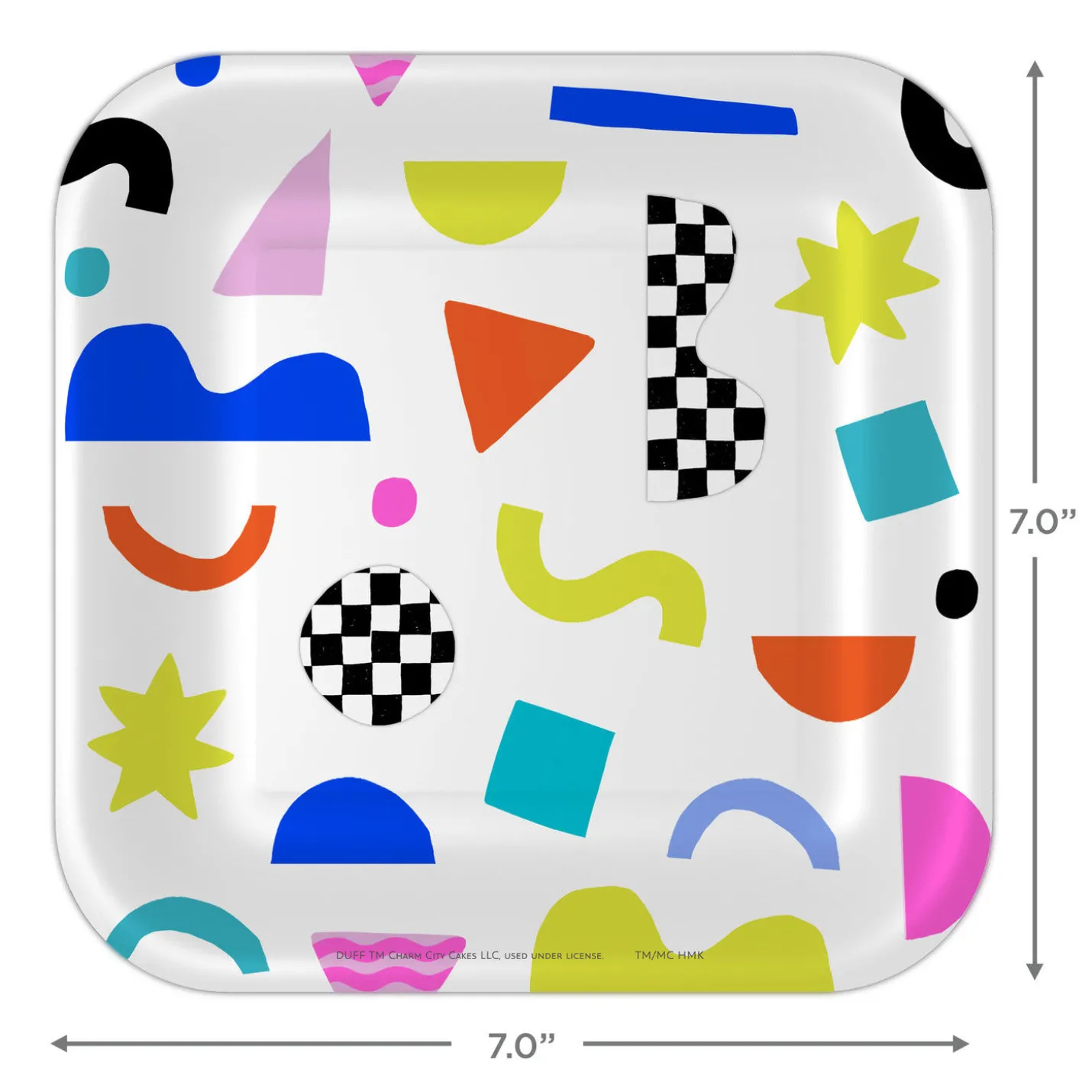 Scattered Shapes on White Dessert Plates, Pack of 8