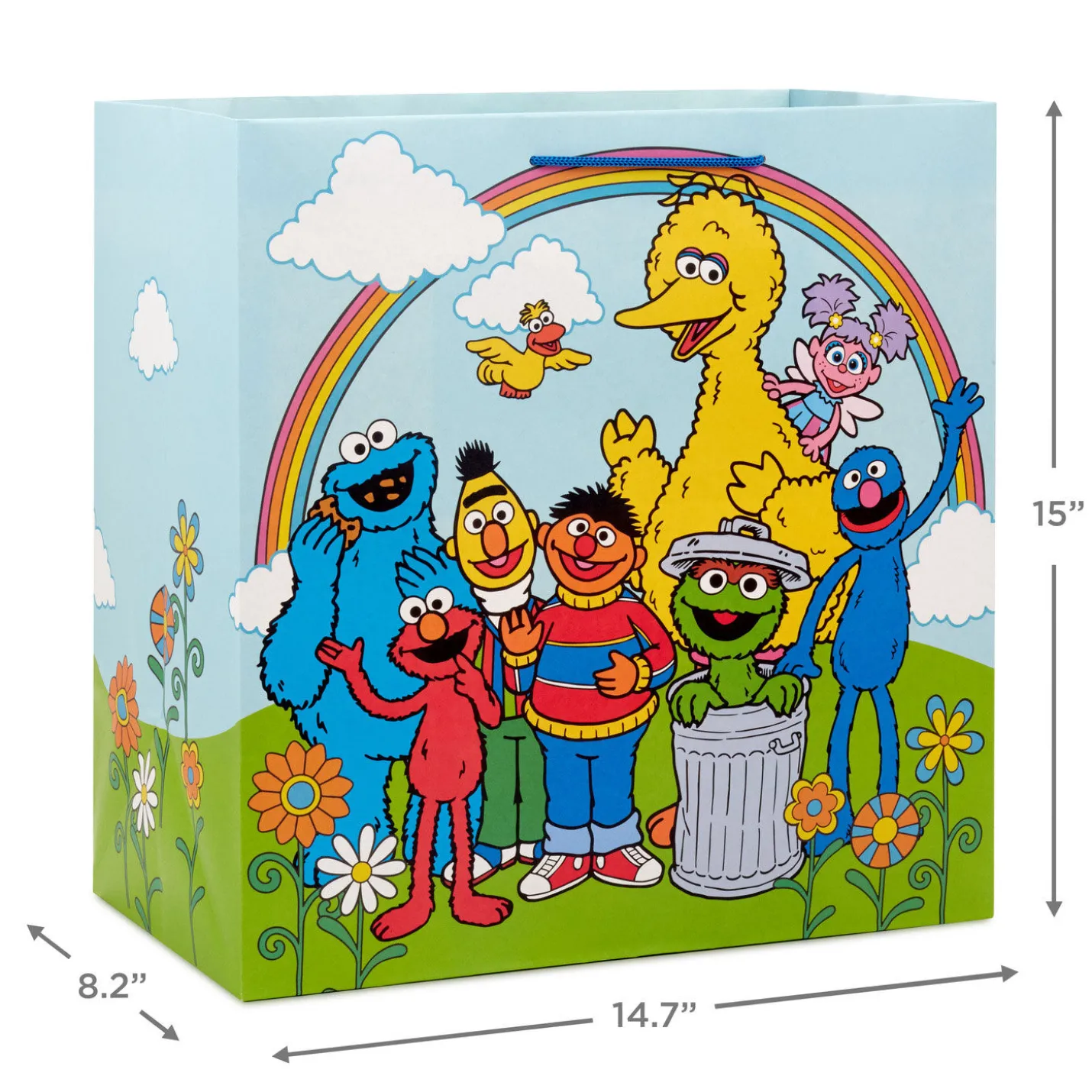 15" Sesame Street Friends Under Rainbow Extra-Deep Gift Bag