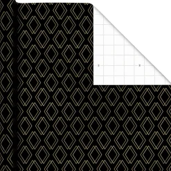Shadow Diamonds on Metallic Black Wrapping Paper Roll, 17.5 sq. ft.