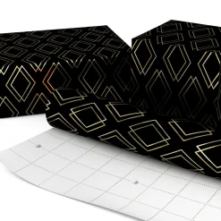 Shadow Diamonds on Metallic Black Wrapping Paper Roll, 17.5 sq. ft.
