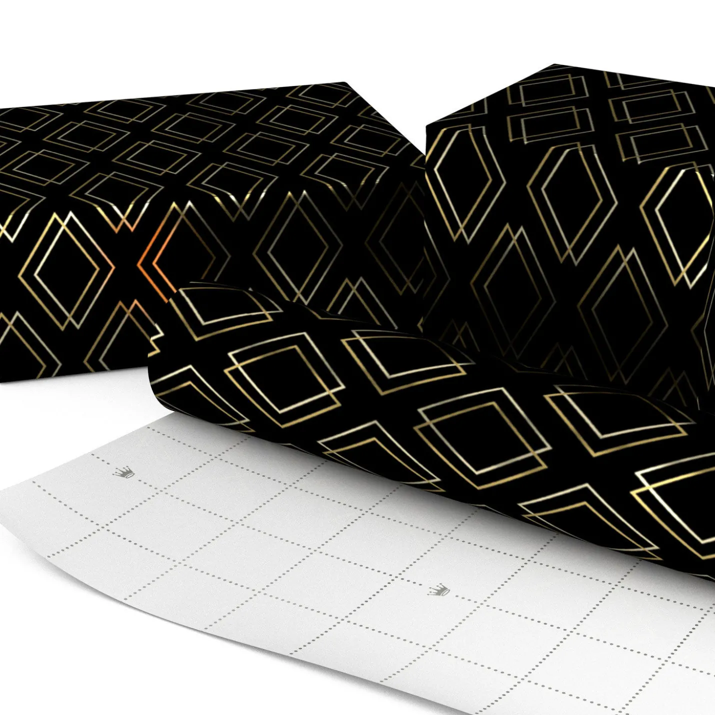 Shadow Diamonds on Metallic Black Wrapping Paper Roll, 17.5 sq. ft.
