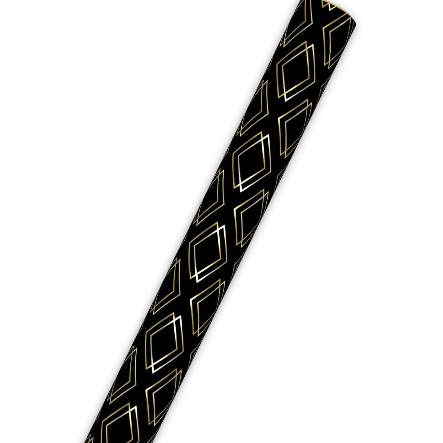 Shadow Diamonds on Metallic Black Wrapping Paper Roll, 17.5 sq. ft.