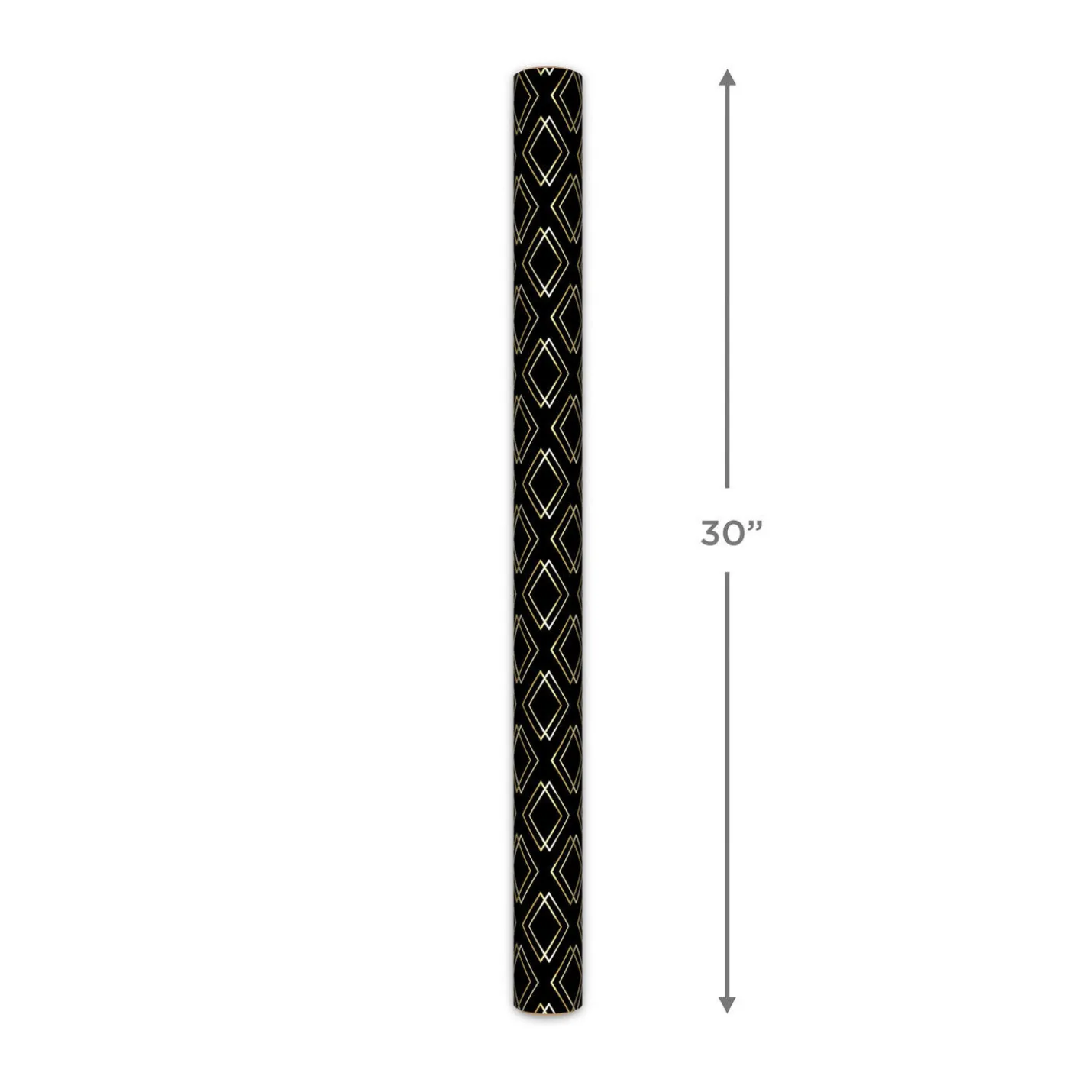 Shadow Diamonds on Metallic Black Wrapping Paper Roll, 17.5 sq. ft.