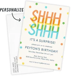 Shhh Surprise Party Flat Birthday Invitation