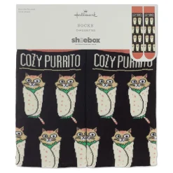 Shoebox Cat Purrito Funny Crew Socks