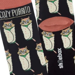 Shoebox Cat Purrito Funny Crew Socks