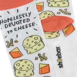 Shoebox Devoted to Cheese Funny Crew Socks