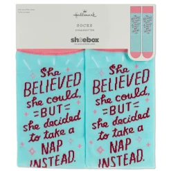Shoebox She Believed Funny Crew Socks