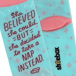 Shoebox She Believed Funny Crew Socks