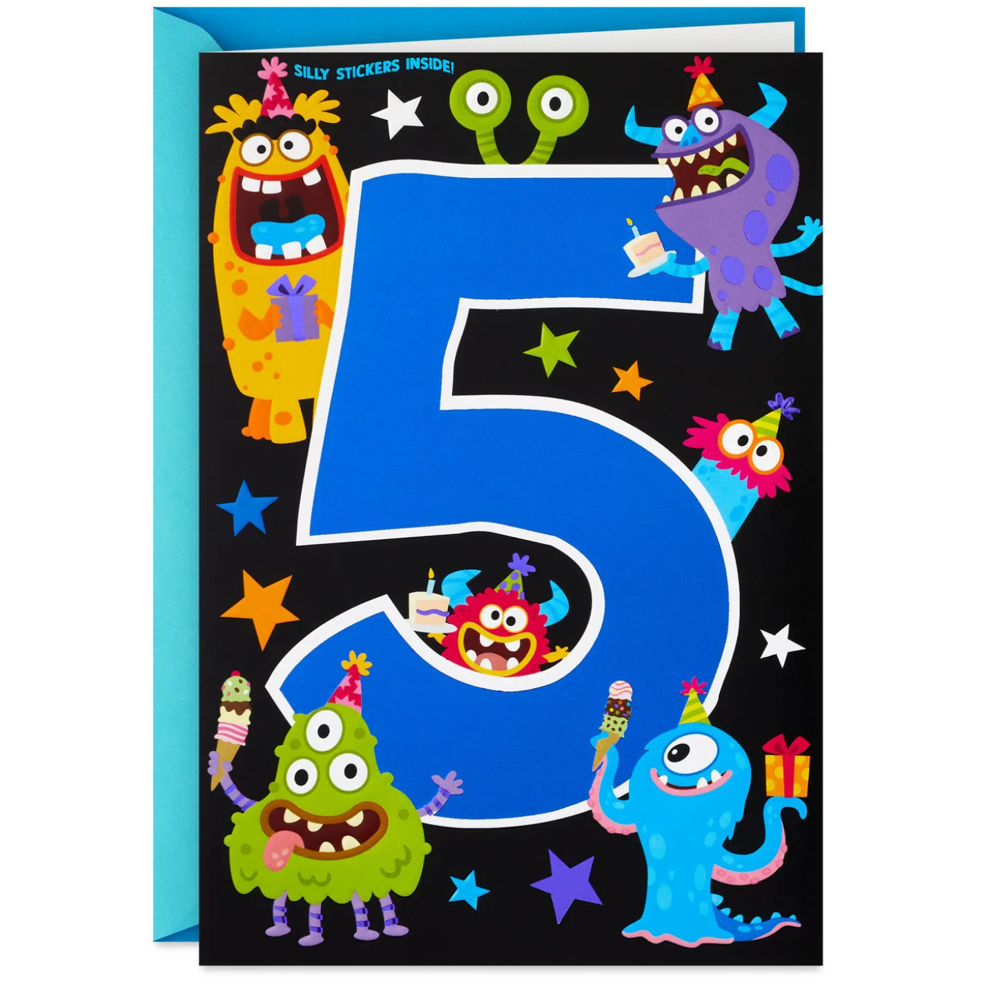 Silly Monsters 5th Birthday Card With Stickers