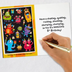 Silly Monsters 5th Birthday Card With Stickers