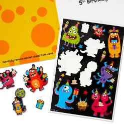 Silly Monsters 5th Birthday Card With Stickers