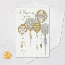 Silver and Gold Balloons Birthday Card