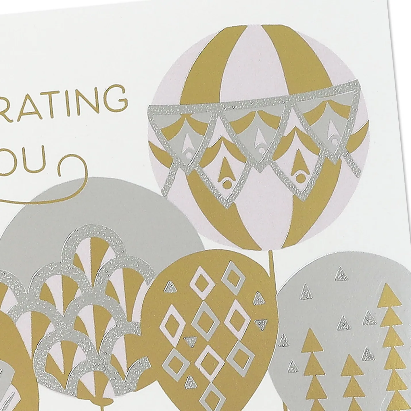 Silver and Gold Balloons Birthday Card