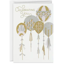 Silver and Gold Balloons Birthday Card