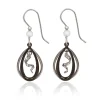 Silver Forest Black and Silver-Tone Metal Spiral Teardrop Earrings