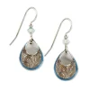 Silver Forest Blue and Silver Metal Layered Teardrop Earrings
