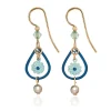 Silver Forest Blue Flower Teardrop Earrings