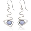 Silver Forest Blue Stone and Silver-Tone Metal Drop Earrings