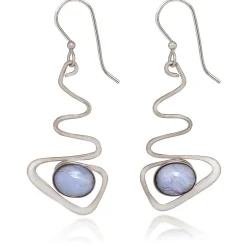 Silver Forest Blue Stone and Silver-Tone Metal Drop Earrings