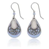 Silver Forest Blue Teardrop With Silver Filigree Layered Drop Earrings
