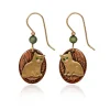 Silver Forest Cat on Layered Gold-Tone Mixed Metal Drop Earrings
