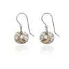Silver Forest Crescent Moon on Hammered Disc Mixed Metal Drop Earrings